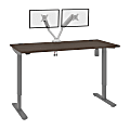 Bestar Upstand Electric 60"W Standing Desk With Dual Monitor Arm, Antigua