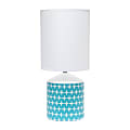 Simple Designs Fresh Prints Table Lamp, 18-1/2"H, White Shade/White With Blue Cross Pattern Base 1 thumbnail image