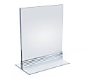 Azar Displays Acrylic T-Strip Vertical/Horizontal Sign Holders, 7" x 5", Clear, Pack Of 10 Sign Holders