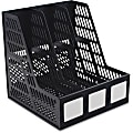 Advantus 3-compartment Magazine/Literature File - 3 Compartment(s) - Desktop - Durable, Lightweight, Labeling Area - Black - Plastic - 1 Each 1 thumbnail image