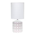 Simple Designs Fresh Prints Table Lamp, 18-1/2"H, White Shade/White With Tan Flower Pattern Base