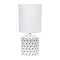Simple Designs Fresh Prints Table Lamp, 18-1/2"H, White Shade/White With Gold Square Pattern Base