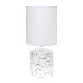 Simple Designs Fresh Prints Table Lamp, 18-1/2"H, White Shade/White With Blue Stone Pattern Base