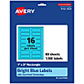Avery® Print-To-The-Edge Labels With Sure Feed® Technology And Easy Peel®, 94224-BBP80, Rectangle, 1" x 3", Matte Bright Blue, Pack of 1280 1 thumbnail image