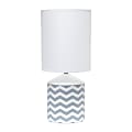 Simple Designs Fresh Prints Table Lamp, 18-1/2"H, White Shade/White With Gray Wave Pattern Base