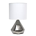Simple Designs Solid Pyramid Table Lamp, 19-7/8"H, White Shade/Silver Base