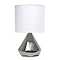 Simple Designs Solid Pyramid Table Lamp, 19-7/8"H, White Shade/Silver Base 1 thumbnail image