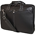 Mobile Edge 16" Deluxe Leather Briefcase - 16" Screen Support - 13" x 17" x 4" - Leather - Black