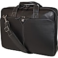 Mobile Edge 16" Deluxe Leather Briefcase - 16" Screen Support - 13" x 17" x 4" - Leather - Black 1 thumbnail image