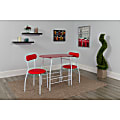Flash Furniture Space-Saver Glass Top Bistro Set With 2 Chairs, 29-1/2"H x 19-3/4"W x 35-1/2"D, Red