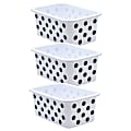 Teacher Created Resources Plastic Storage Bin, Small, Black Polka Dots on White, Pack Of 3 1 thumbnail image