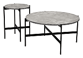 Zuo Modern Malo Steel Round Coffee Table, 16-15/16”H x 32-3/4"W x 32-3/4"D, Gray/Black