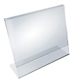 Azar Displays Acrylic Horizontal L-Shaped Sign Holders, 7"H x 11"W x 3"D, Clear, Pack Of 10 Holders