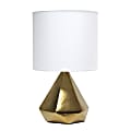 Simple Designs Solid Pyramid Table Lamp, 19-7/8"H, White Shade/Gold Base