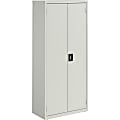 Lorell Fortress Series Slimline Storage Cabinet - 30" x 15" x 66" - 4 x Shelf(ves) - 720 lb Load Capacity - Durable, Welded, Nonporous Surface, Recessed Handle, Removable Lock, Locking System - Light Gray - Baked Enamel - Steel - Recycled