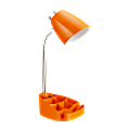 LimeLights Gooseneck Organizer Desk Lamp, Adjustable Height, Orange Shade/Orange Base