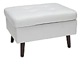 OFM 161 Collection Mid-Century Modern Tufted Fabric Storage Ottoman, Light Gray