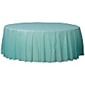 Amscan 77017 Solid Round Plastic Table Covers, 84", Robin's Egg Blue, Pack Of 6 Covers