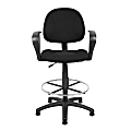 Boss Office Products Ergonomic Drafting Stool With Back, Black