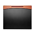 Rolodex® Wood & Faux Leather Desk Pad, Mahogany