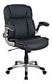 Lorell® SOHO Flip Armrest Bonded Leather Mid-Back Chair, Black/Silver