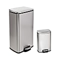 Honey Can Do Stainless Steel Step Trash Cans With Lids, 30L, Silver, Set Of 2 Trash Cans