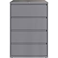 Lorell® 36"W Lateral 4-Drawer File Cabinet, Metal, Silver