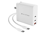 HyperJuice - Power adapter - 140 Watt - PD 3.0, QC 3.0, Power Delivery 3.1 - 3 output connectors (USB, 2 x USB-C) - on cable: USB-C - white - United States