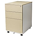 Aurora SOHO 24"D Vertical 3-Drawer Mobile File Cabinet, White/Light Wenge