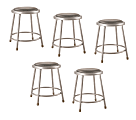 National Public Seating Vinyl-Padded Stools, 18"H, Gray, Set Of 5