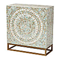 Baxton Studio Quintus 28"W Modern Bohemian Mother of Pearl Storage Cabinet, Mosaic Multicolor/White/Gold
