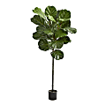 Nearly Natural Fiddle Leaf 52”H Artificial Tree With Planter, 52”H x 17”W x 17”D, Green/Black