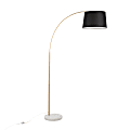 Lumisource March Floor Lamp, 74"H, Black Shade/White Marble/Antique Brass Base