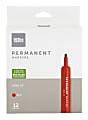 Office Depot® Brand Permanent Markers, Chisel Point, 100% Recycled, Red Ink, Pack Of 12