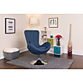 Flash Furniture Egg Side Reception Chair With Bowed Seat, Blue/Chrome