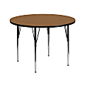 Flash Furniture 42" Round Activity Table With Standard Height-Adjustable Legs, Oak