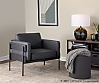 LumiSource Kari Farmhouse Faux Leather Accent Chair, Black