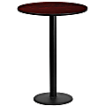 Flash Furniture Laminate Round Table Top With Round Bar-Height Table Base, 43-1/8"H x 24"W x 24"D, Mahogany/Black