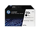 HP 05A Black Toner Cartridges, Pack Of 2, CE505D