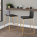 LumiSource Mara Counter Stools, Gold/Black, Set Of 2 Stools