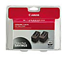 Canon® PG-40 ChromaLife 100 Black Ink Cartridges, Pack Of 2, 0615B013 1 thumbnail image