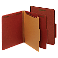 Globe-Weis® Pressboard Divider Classification Folders, Letter Size, Red, Box Of 10