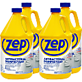 Zep Antibacterial Disinfectant and Cleaner - For Multipurpose - 128 fl oz (4 quart) - Lemon Scent - 4 / Carton - Anti-bacterial, Disinfectant - Blue