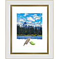 Amanti Art Rectangular Narrow Picture Frame, 14” x 17" With Mat, Eva White Gold