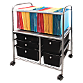 Advantus 5-Drawer Mobile Storage File Cart, 15 3/8"H x 21 5/8"W x 28 3/8"D, Silver/Black