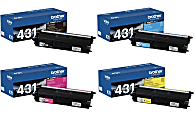 Brother® TN431 Black And Cyan, Magenta, Yellow Toner Cartridges, Pack Of 4, TN431SET-OD