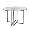 Eurostyle Legend Round Dining Table, 30”H x 42”W x 42”D, Brushed Silver/Clear 1 thumbnail image