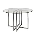 Eurostyle Legend Round Dining Table, 30”H x 42”W x 42”D, Brushed Silver/Clear