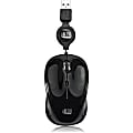 Adesso iMouse S8B - USB Illuminated Retractable Mini Mouse - Optical - Cable - Black - USB 2.0 - 1600 dpi - Scroll Wheel - 3 Button(s) - Symmetrical