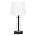 Simple Designs Encased Metal Table Lamp, 16-15/16"H, White Shade/Black And Clear Base